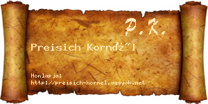 Preisich Kornél névjegykártya